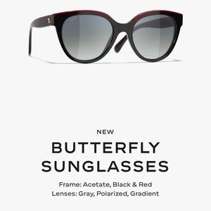 CHANEL Black and Red Butterfly Sunglasses